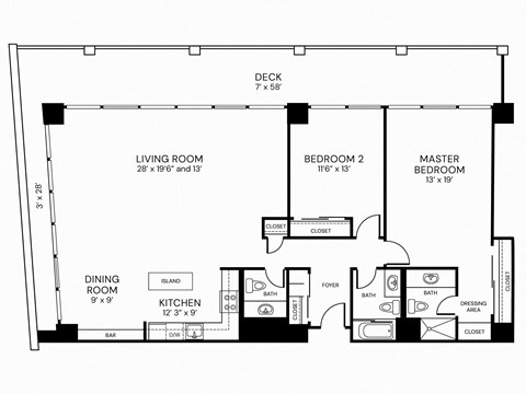 a floor plan of a small house with a bedroom and a living room